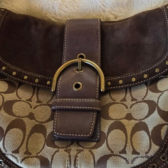 Vintage Coach Soho Signature C Canvas and Suede Shoulder Bag - Brown - Picture 8 of 12